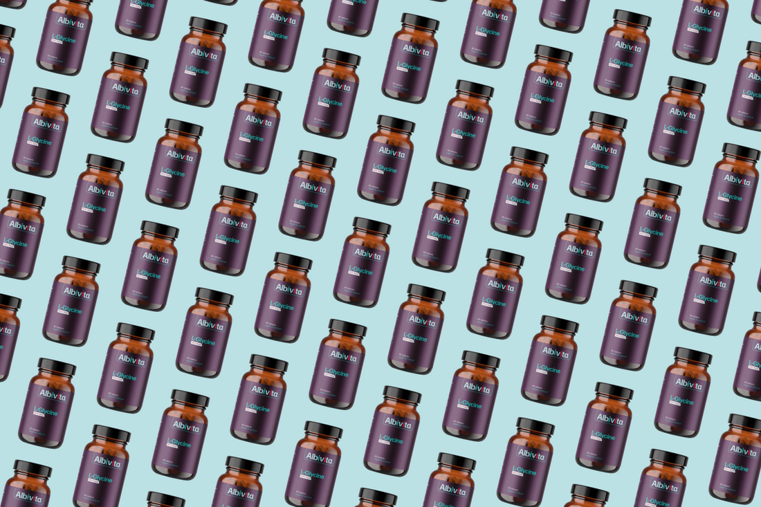 visual albivita l glycine pill bottles