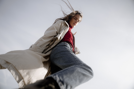 low angle taken photo of young woman walking